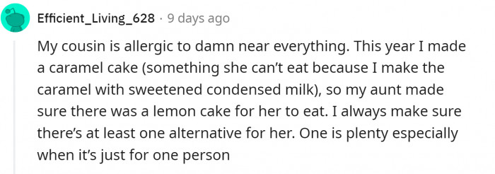 But, essentially, one dish is enough