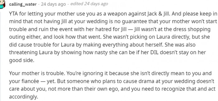 21. You let your mom use you as a weapon against your brother and SIL