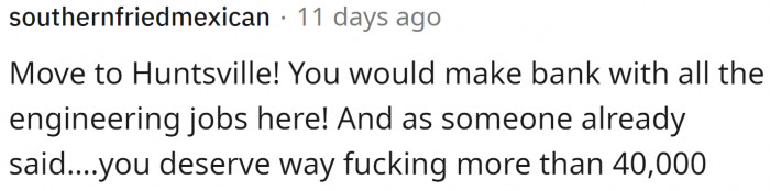 There are people suggesting the best places for engineers.