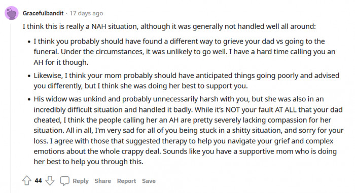 Kudos to his mother for being so supportive