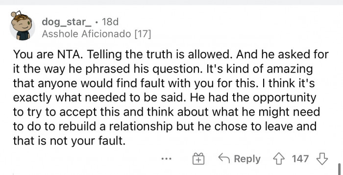 Again, another comment telling OP that she's not the AH.