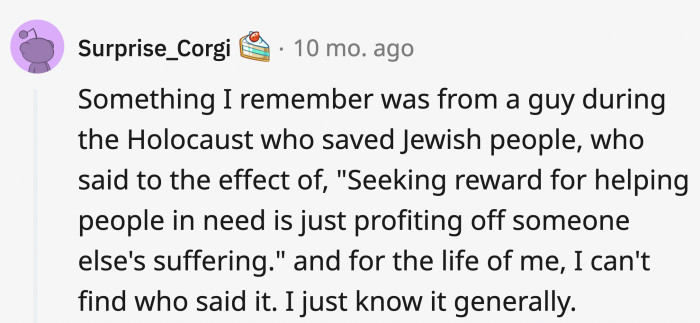 Here’s an example from a person who helped others significantly