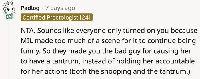 The family sounds like enablers for the mother-in-law to easily throw a tantrum after being called out.