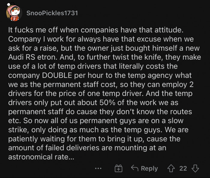 The money is only for extremely important things, obviously.