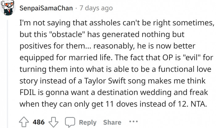 The daughter-in-law just wanted to lock it down as soon as possible, especially being a stay-at-home mom, and her plans were just interfered with!