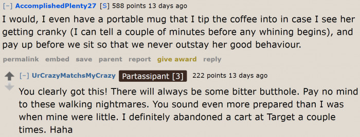 Redditors are applauding the original poster for being considerate of the coffee shop staff and other customers.