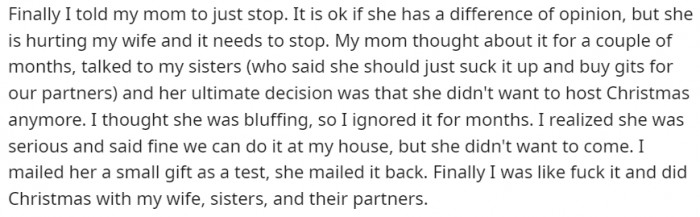 She mailed his gift back to him.
