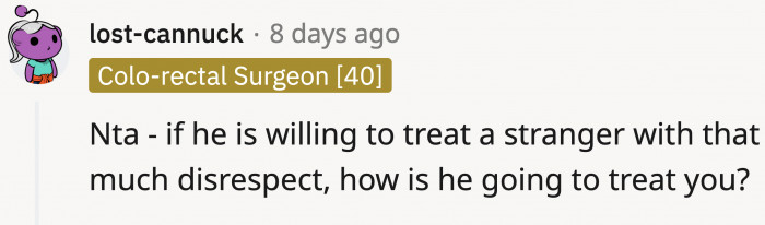 Good on OP for cutting off that guy