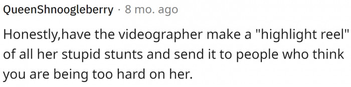 Highlight reel for the mother-in-law's bad behavior.