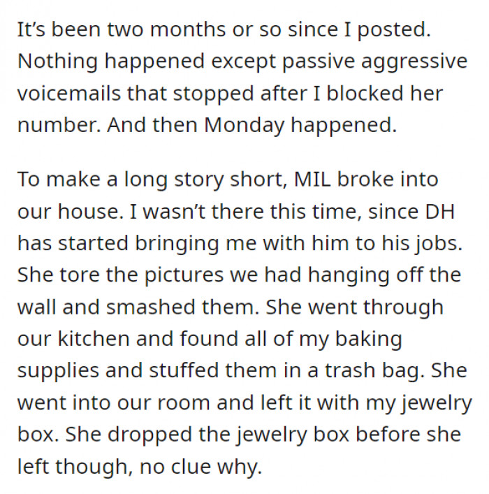 Since passive-aggressive techniques weren't enough for the mother-in-law, she did this