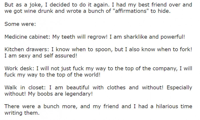 With her bestie and some alcohol to the rescue, OP came up with a hilarious idea