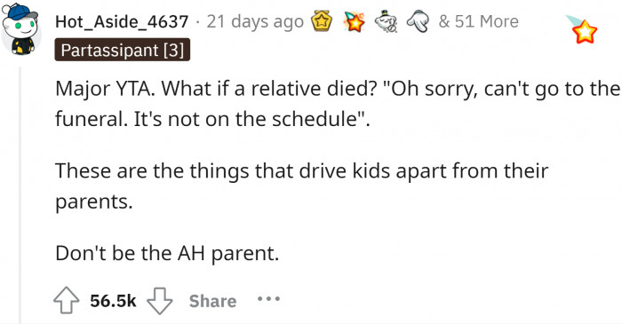 Like everything doesn't have to be according to a schedule, especially not when there is an emergency which involves your child. 