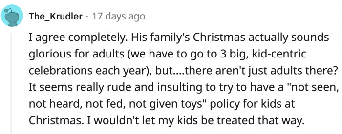 This year, you sit at the children's table... in the other room