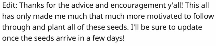 OP is spurred on and encouraged by all the love fellow redditors have shown her catnip garden