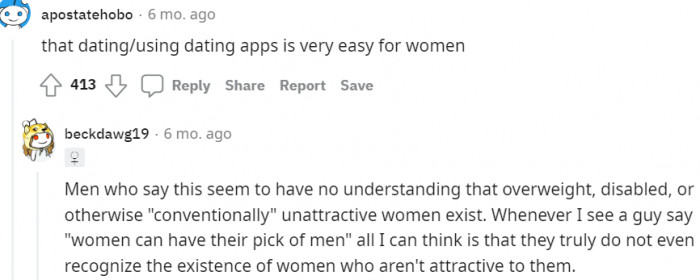 That using dating sites is easy for women