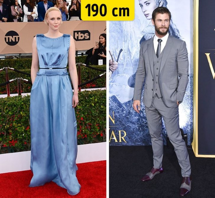 1. The actual height of Gwendoline Christie and Chris Hemsworth