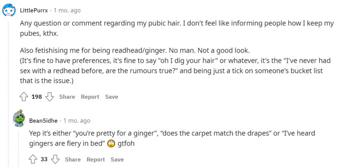 Lastly, their weird fetish for redheads.