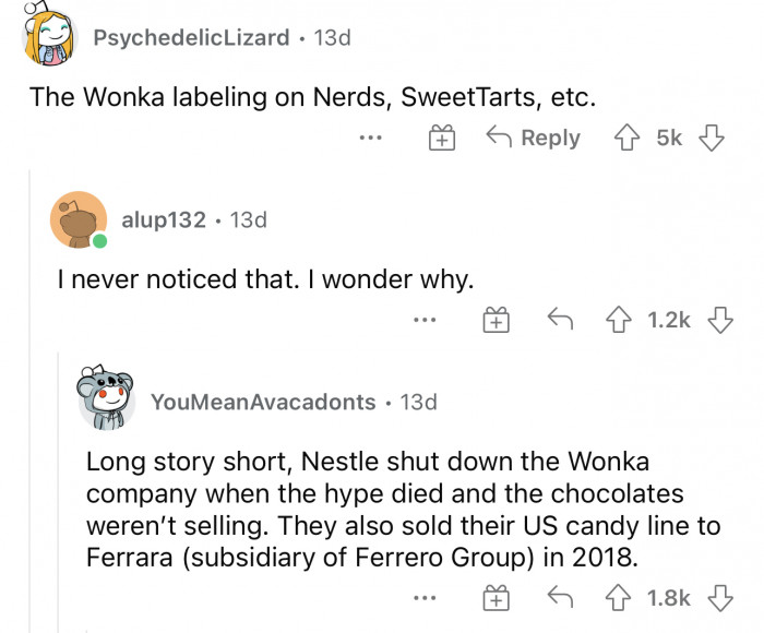 Wonka labeling definitely was something nobody noticed was missing from packaging.