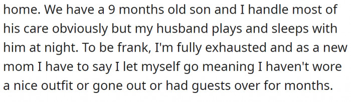 Her Husband Works Full Time, and Taking Care of Their 9-Month-Old Baby Is Her Duty, Which Involves Many Sacrifices.