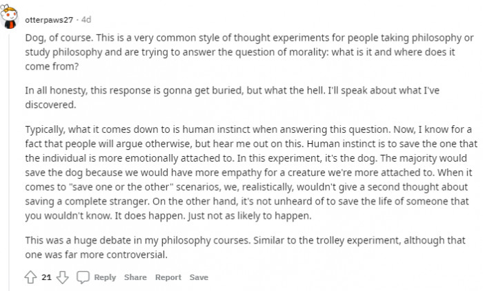 21. It all boils down to human instinct when tackling this question