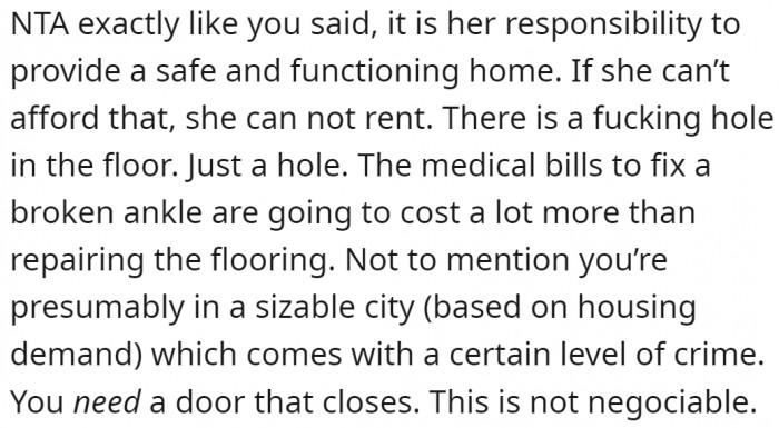 Living in that home is too risky.