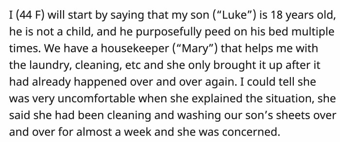 OP was approached by their housekeeper, Mary, to raise her concerns after keeping quiet for a while about the situation