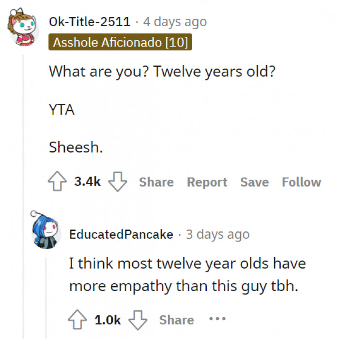 Actual twelve-year-olds are better than him.