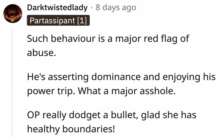 More like OP dodged a homing missile