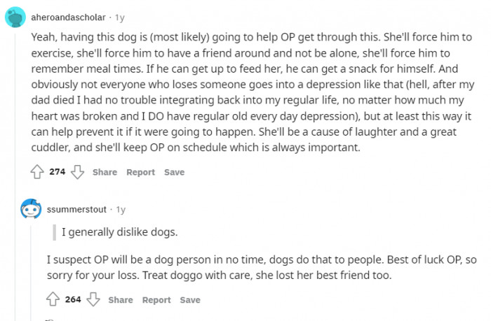 The dog will definitely help OP get through this.