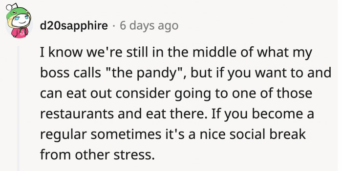 Redditors suggested alternatives for what OP can do instead of eating in his room.