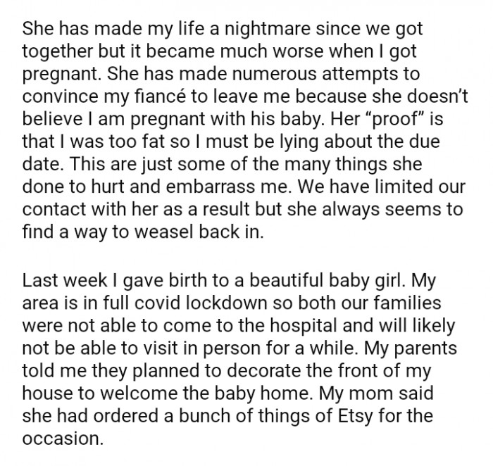 Her family's preparations for their new baby.