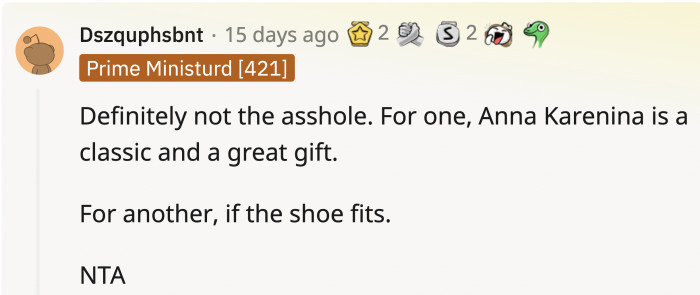 The majority believe that OP wasn't the a**hole and that the book was actually a clever gift.