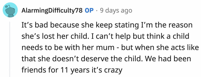 According to OP, she's read enough of Lucy's messages to be convinced it's her fault.