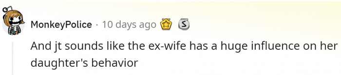 And the ex-wife had something to do with it for sure...