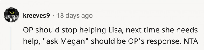 Then at least Lisa knows who to side with
