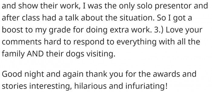 A summary of the different group project stories