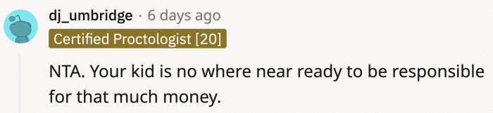 Maybe Sara is not wise enough to handle a large sum of money...