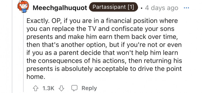 Here’s a comment that makes sense.