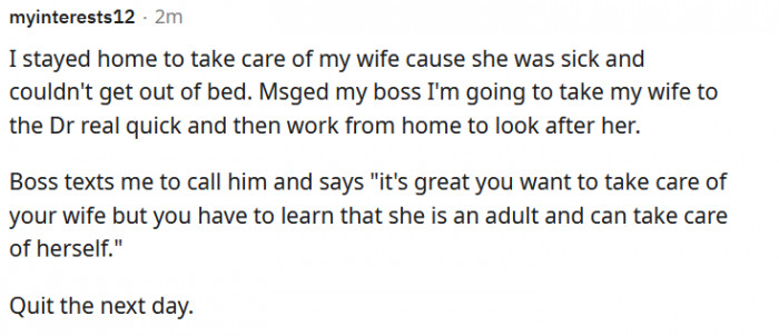 2. This boss has literally zero compassion