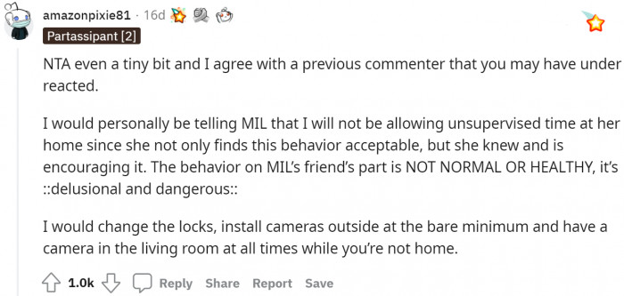 The MIL should not be allowed to spend time with the kids without the mother's supervision.