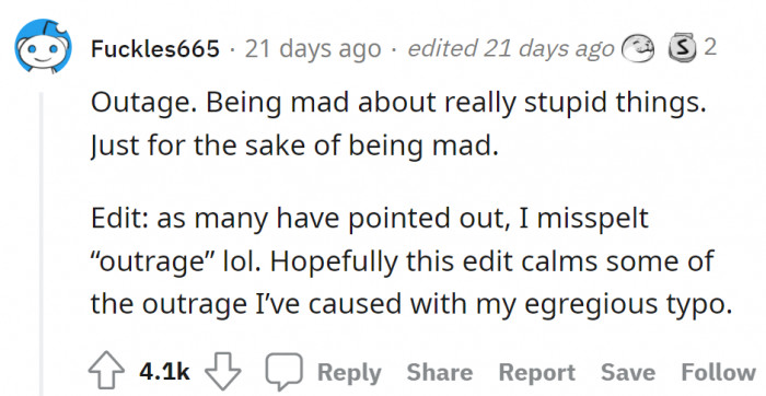 13. Being angry just because