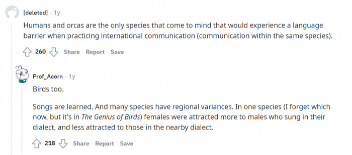 Some users included other animals in the conversation, in an effort to answer the question.