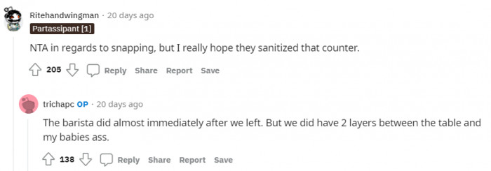 NTA but concerned about the counter he changed the baby on.