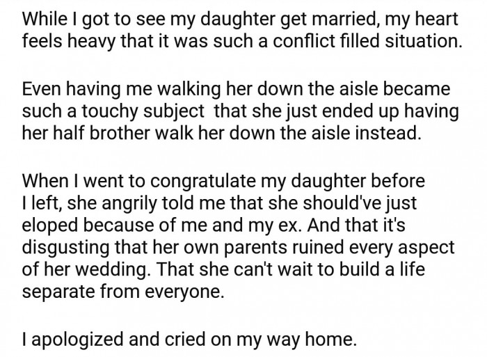 While he got to see his daughter married, it wasn't all filled with joy