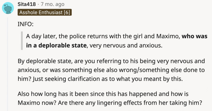 OP answered some questions about Maximo's state upon his return.