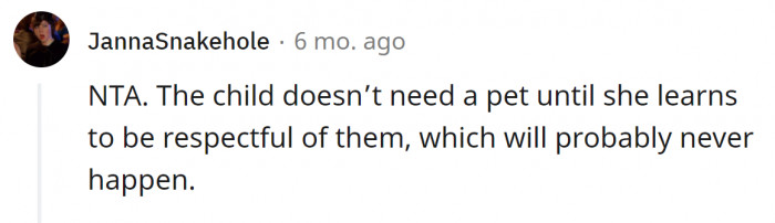 The child should be taught how to treat an animal; then he can get his own pet.