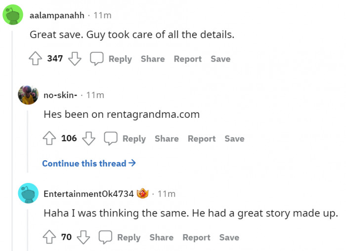 8. Guy maybe rented a grandma?