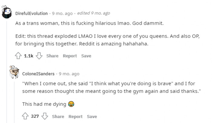 A trans woman shares her opinion on the Redditor's story