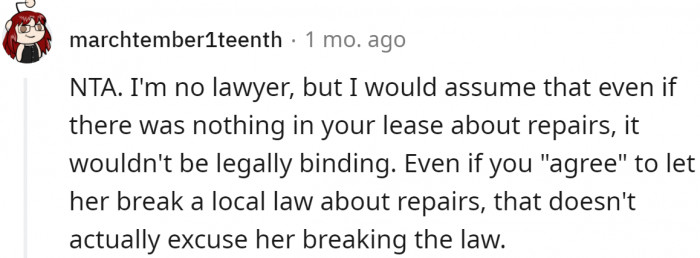 She still has accountability to the law.