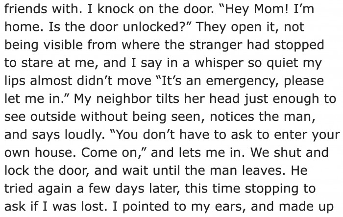 A helpful neighbor saved a child in need.